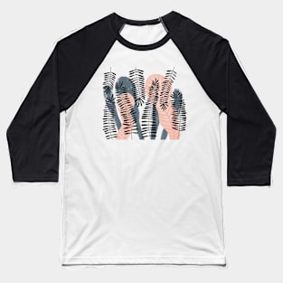 botanical print in pink black and grey Baseball T-Shirt